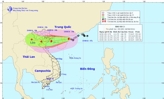 Sáng mai, khu vực từ Quảng Ninh đến Thanh Hóa có gió giật cấp 12 đến cấp 14 